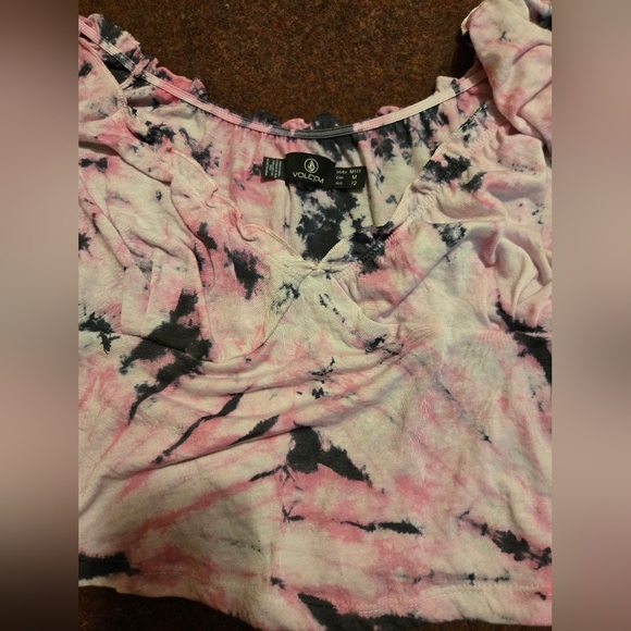 Volcom Tiedoll Wave Shirt In Pink And Grey Tie Dye Size 8 (M) - Picture 5 of 10